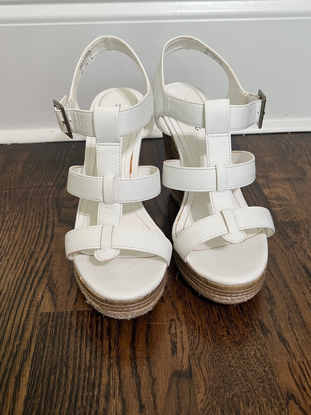 Call It Spring White Strappy Espadrille Wedge Sandals